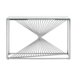 Premier Housewares Interiors By Premier Console Table With Silver Finish Frame, Console Table With Glass Top, Staircase Design Hallway Console - thumbnail 2