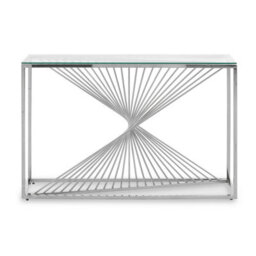 Premier Housewares Interiors By Premier Console Table With Silver Finish Frame, Console Table With Glass Top, Staircase Design Hallway Console