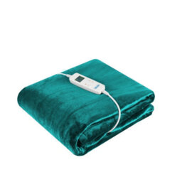 Alecome Electric Heated Throw Blanket 10 Heat Settings Washable Fleece With Digital Remote Timer Teal - thumbnail 2
