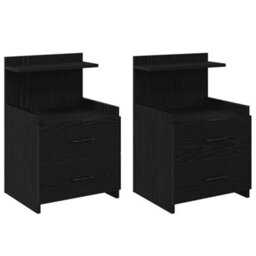 Walplus Bedside Cabinets 2 Pcs With 2 Drawers Black 40X36.5X62 Cm - thumbnail 2