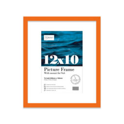 "12X10"" Orange Frame With Mount For 9X6"" Pictures 20mm Thin Edge Portrait And Landscape Display With Wall Hooks And Kickstand" - thumbnail 1