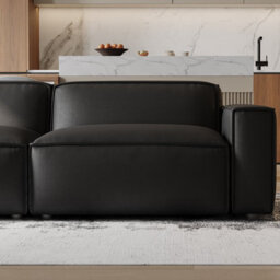 Valencia Nathan Full Aniline Leather Lounge Modular Three Seats Sofa Black Color Fsc Pine Wood Top Stitched Seam - thumbnail 4