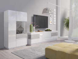 Arte Modern Silke 44 Display Cabinet 80Cm Right - White Gloss & Concrete Grey: Urban Chic Storage For Stylish Homes - thumbnail 2