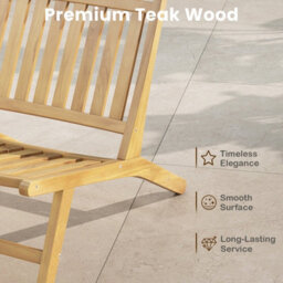 Gainoom Natural Mid Century Accent Chair Teak Wood Outdoor Reclining Chair - thumbnail 7