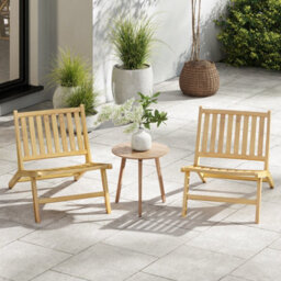 Gainoom Natural Mid Century Accent Chair Teak Wood Outdoor Reclining Chair - thumbnail 4