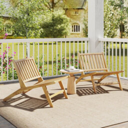 Gainoom Natural Mid Century Accent Chair Teak Wood Outdoor Reclining Chair - thumbnail 3