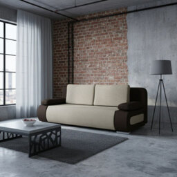 Emma Sofa Bed With Sleeping Function Built In Storage Compartment Comfortable Upholstered Sofa With Cushions Beige And Brown - thumbnail 2