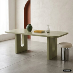 Sweeek - Matte Finish Dining Table 8 Seats Sage Green 200X100X76 Cm - Sia - thumbnail 1