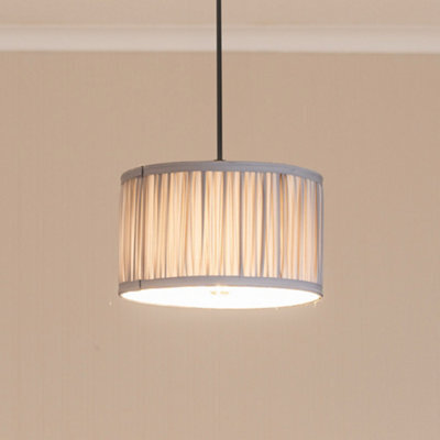 Valuelights Jess Powder Blue Fabric Ruched Pleated Small Drum Shade And Bulb (D)25Cm - image 1