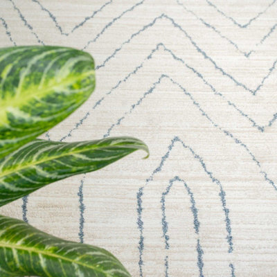Loomed Beige Abstract Chevron Moroccan Berber Runner Rug 60X240Cm - image 1