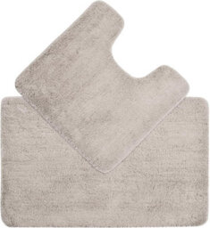 3 Piece Grey Bathroom Bath Mat Set Soft Absorbent Floor Mats With Blue Non Slip Rubber Shower Mat - thumbnail 3