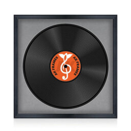 "16X16"" Black Classic Vinyl Record Frame With Mid Grey Mount For 12 Inch Lp Disc - Ak Frames" - thumbnail 1