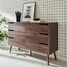 Sweeek - 6-Drawer Chest With Wood Effect Walnut 120X40X80 Cm - Nepal - thumbnail 5