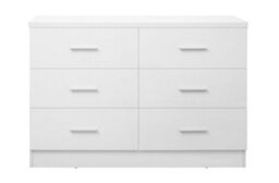 Reflect Wide 6 Drawer Chest - White Gloss & Matt White - Modern Bedroom Storage Unit With Drawers - H: 75Cm X W: 112Cm X D: 40Cm - thumbnail 1
