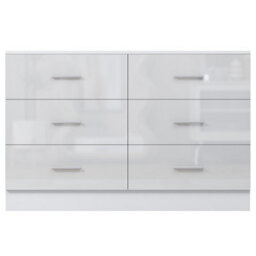 Reflect Wide 6 Drawer Chest - White Gloss & Matt White - Modern Bedroom Storage Unit With Drawers - H: 75Cm X W: 112Cm X D: 40Cm - thumbnail 5