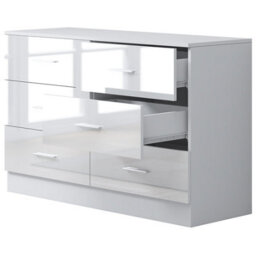 Reflect Wide 6 Drawer Chest - White Gloss & Matt White - Modern Bedroom Storage Unit With Drawers - H: 75Cm X W: 112Cm X D: 40Cm - thumbnail 4
