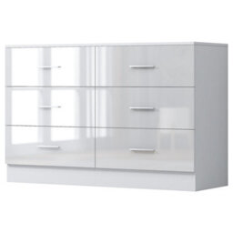 Reflect Wide 6 Drawer Chest - White Gloss & Matt White - Modern Bedroom Storage Unit With Drawers - H: 75Cm X W: 112Cm X D: 40Cm - thumbnail 3
