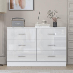 Reflect Wide 6 Drawer Chest - White Gloss & Matt White - Modern Bedroom Storage Unit With Drawers - H: 75Cm X W: 112Cm X D: 40Cm - thumbnail 2