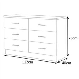 Reflect Wide 6 Drawer Chest - White Gloss & Matt White - Modern Bedroom Storage Unit With Drawers - H: 75Cm X W: 112Cm X D: 40Cm - thumbnail 6