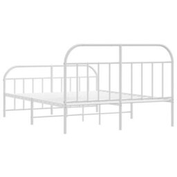 Berkfield Metal Bed Frame With Headboard And Footboard White 140X190 Cm - thumbnail 8