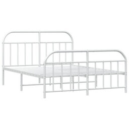 Berkfield Metal Bed Frame With Headboard And Footboard White 140X190 Cm - thumbnail 5