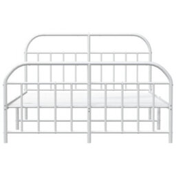 Berkfield Metal Bed Frame With Headboard And Footboard White 140X190 Cm - thumbnail 6