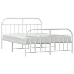 Berkfield Metal Bed Frame With Headboard And Footboard White 140X190 Cm - thumbnail 4