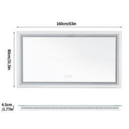 Luvodi 1600X800mm Hd Led Bathroom Mirror Sleekest Illuminated Vanity Mirror Barbershop Salon, Anti-Fog - thumbnail 2