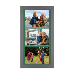 AK Frames 16X8 Dark Grey Modern Multi Photo Frame With Emerald Mount - Holds 3 Apertures (3X) 7X5 Photos - thumbnail 1