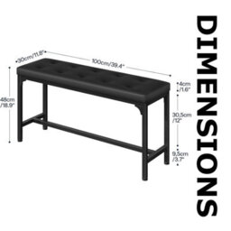 Pirlo Plush Industrial Faux Leather Dining Bench Seat - thumbnail 7