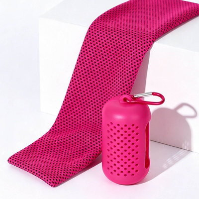 "Magenta Cooling Sports Towel 11.8""x31.5"", Quick Dry Microfiber Ice Towel, Absorbent Towel For Gym Running Camping Travel" - image 1