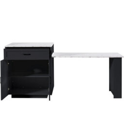 Matteo Black Extendable Bar Table With Storage & Drawers - Mdf Kitchen Island (133-202Cm) - thumbnail 7
