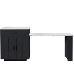 Matteo Black Extendable Bar Table With Storage & Drawers - Mdf Kitchen Island (133-202Cm) - thumbnail 5