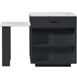 Matteo Black Extendable Bar Table With Storage & Drawers - Mdf Kitchen Island (133-202Cm) - thumbnail 8