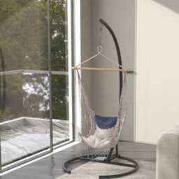 Outsunny Hammock Chair Stand W/ Round Base, C Swing Stand Only, Black - thumbnail 8
