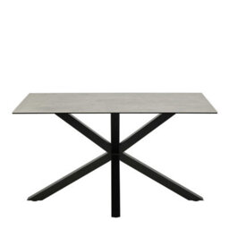 Wyld Haus Perth 135Cm Grey Ceramic 4-Seater Dining Table With Matt Black Metal Cross Base - thumbnail 3