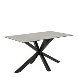 Wyld Haus Perth 135Cm Grey Ceramic 4-Seater Dining Table With Matt Black Metal Cross Base - thumbnail 2
