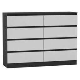 Urbn-Living Urbnliving 120Cm Wide Black Wooden Chest Of White 8 Drawers Bedroom Furniture Storage Bedside Modern Cabinet - thumbnail 5
