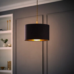 Valuelights Reni Black & Gold Inner Drum Ceiling Lamp Shade (D)25Cm - thumbnail 2