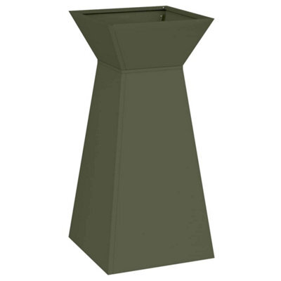 Berkfield Modern Garden Pillar Planter With Bowl Olive Green 35X35X73 Cm Steel - image 1