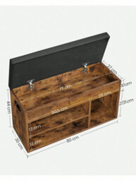Songmics Vasagle Shoe Bench With Cushion, Storage Bench With Padded Seat, 3 Compartments, Hidden Storage, Shelves - thumbnail 7