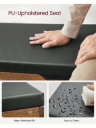 Songmics Vasagle Shoe Bench With Cushion, Storage Bench With Padded Seat, 3 Compartments, Hidden Storage, Shelves - thumbnail 6