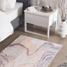 Beliani 80 X 150 Cm Beige Grey Marbled Area Rug With Anti-Slip Underlay, Low-Pile Indoor Runner - thumbnail 2