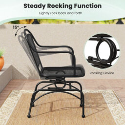 Costway Patio Rocking Chairs Set Of 2 Outdoor Dining Chairs With Metal Mesh Backrest - thumbnail 7