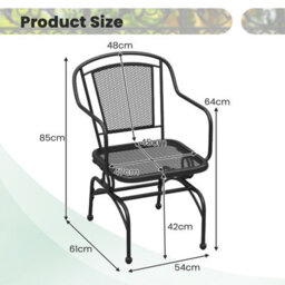 Costway Patio Rocking Chairs Set Of 2 Outdoor Dining Chairs With Metal Mesh Backrest - thumbnail 3