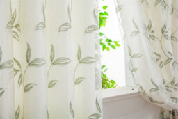 Luxury Living Leaf Embroidered Tulle Voile Curtains Pencil Pleat Sage - thumbnail 3