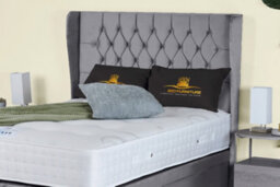 UKBEDFURNITURE Edwina Plush Grey End Opening Divan Ottoman Bed With 54 Inch Headboard & 10 Inch Orthopaedic Mattress - thumbnail 3