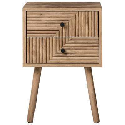 Wyld And Coco Nordicnest Bedside Table Two Drawers Light Brown Mdf With Pine Legs 38 X 30 X 55 Cm - image 1