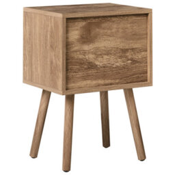 Wyld And Coco Nordicnest Bedside Table Two Drawers Light Brown Mdf With Pine Legs 38 X 30 X 55 Cm - thumbnail 5