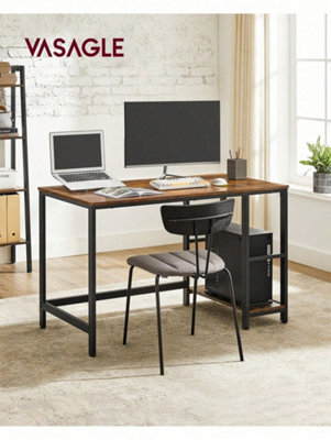 Songmics Vasagle Computer Desk, Writing Desk With 2 Shelves On Left Or Right, Work Table For Office Living Room, Steel Frame, Industrial - image 1